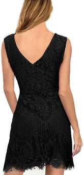 Women'S Elegant round Neck V-Back Wedding Guest Floral Lace Cocktail Party a Line Dress 910